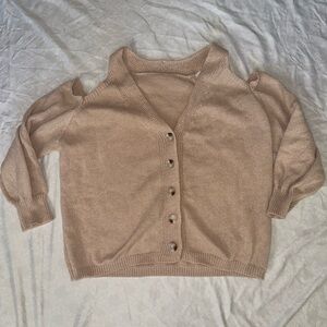 SHEIN Tan Off-the-Shoulder Knit Sweater
